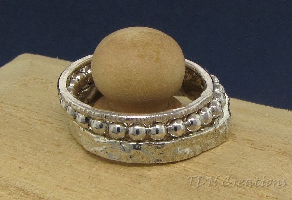 Stacking rings beaded, reticulated and skinny textured band Set of 3