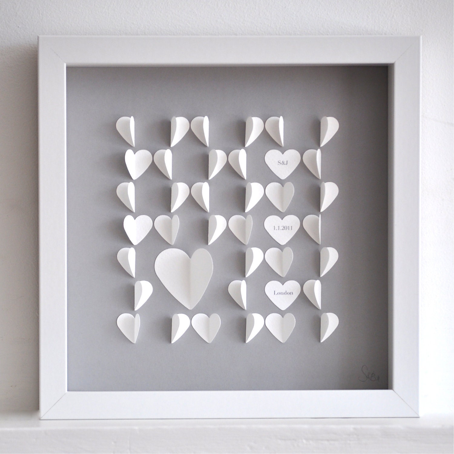 Personalized Grey Hearts