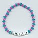 SALE Hot Pink and Turquoise Name Bracelet, Personalized Children's Beaded Jewelry