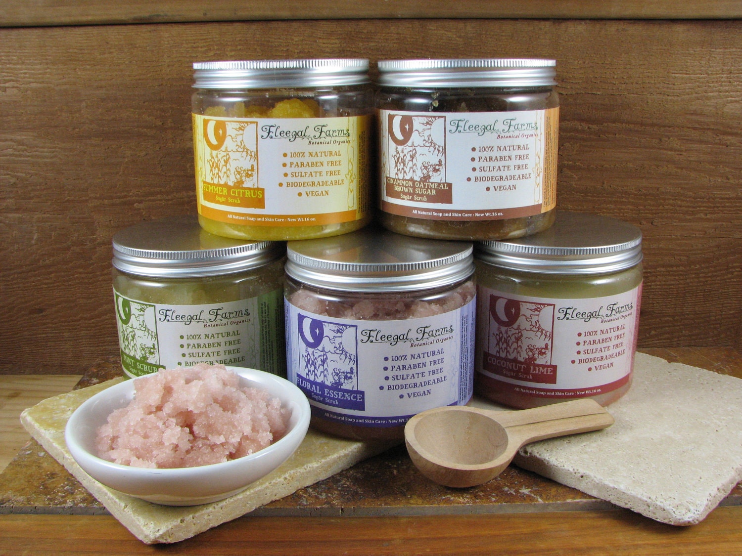Sugar Scrubs by Fleegal Farms 16oz jars