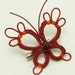 Tatted red Butterfly Brooch with Crystal -PIXIE Butterfly