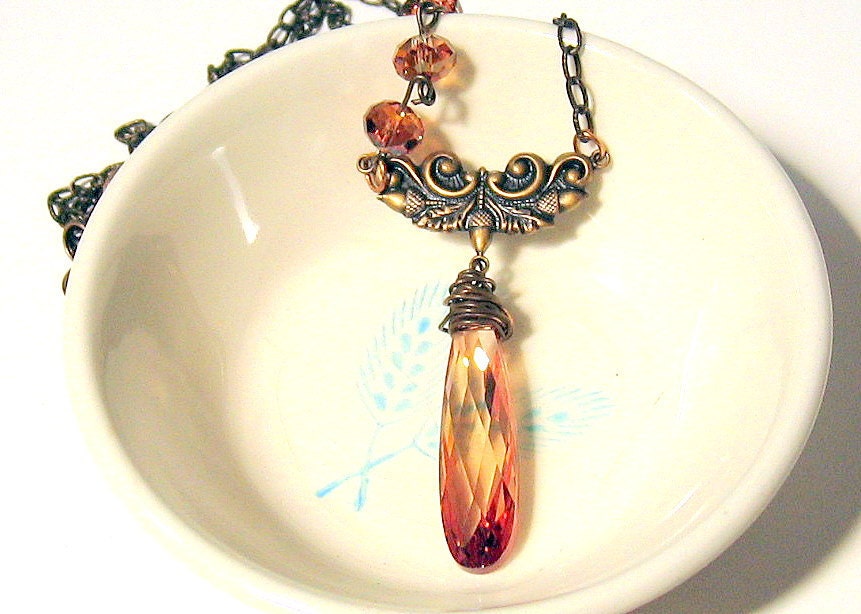 Burnt Orange Crystals Necklace