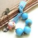 Robin's Egg Blue Vintage Bead Necklace with Blue Ribbon