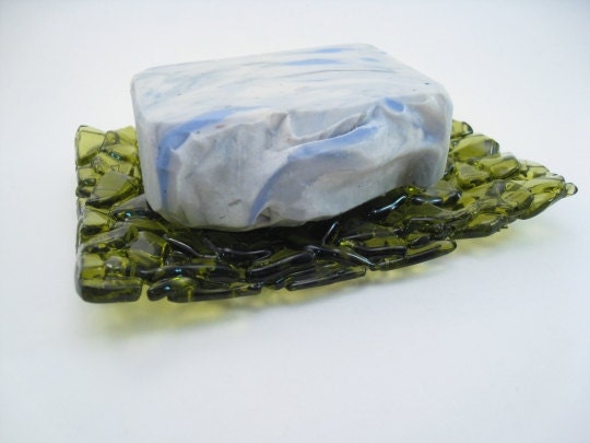 Recycled Glass Soap Dish - Yellow Chardonay