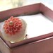 Coral Chrysanthemum Flower Ring with Vintage Buttons