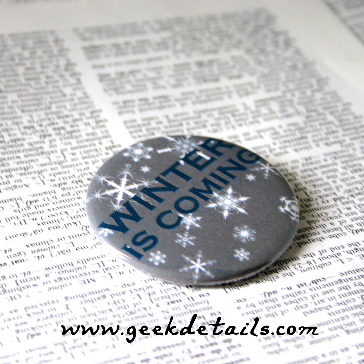 Winter is Coming gray pinback button