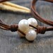 Pearls and Leather Necklace Sea Bubbles