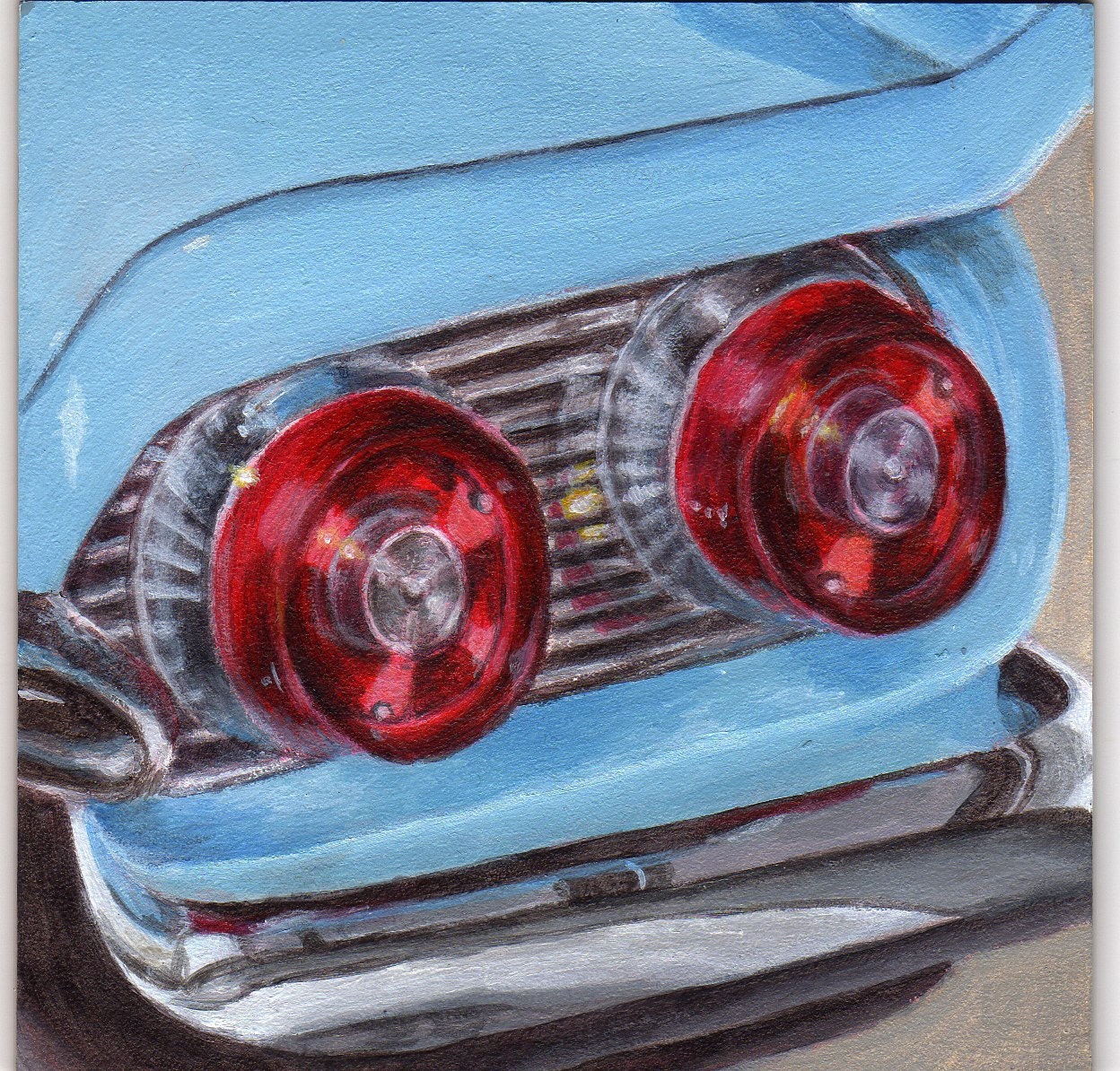 Car Painting Vintage Auto Detail Automobile Small Painting Gift for Dad