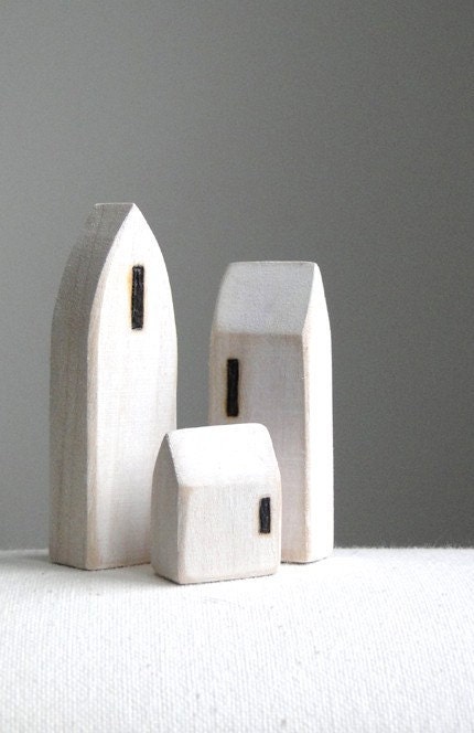 AS SEEN IN Martha Stewart Living Jan 2012 issue - Miniature Houses Minimalist Wood Town Set
