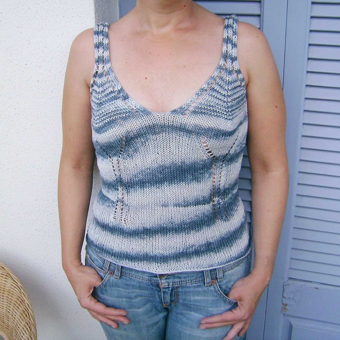 Handknitted blue-gray top -ON SALE-