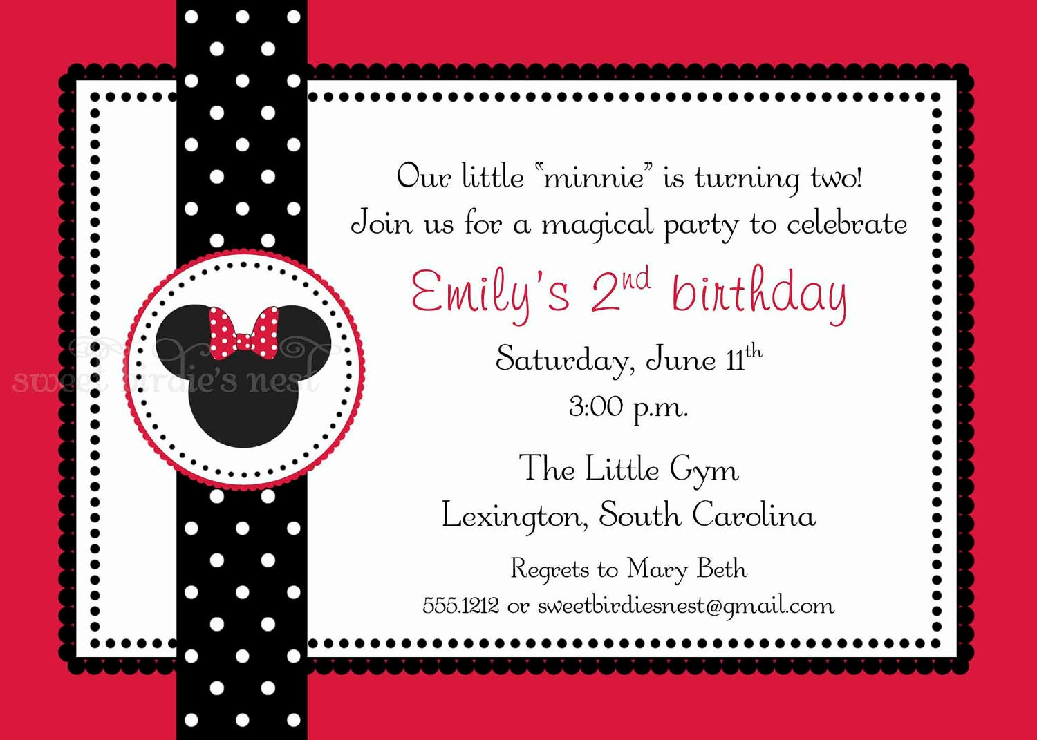 Minnie Mouse Silhouette Party Invitation