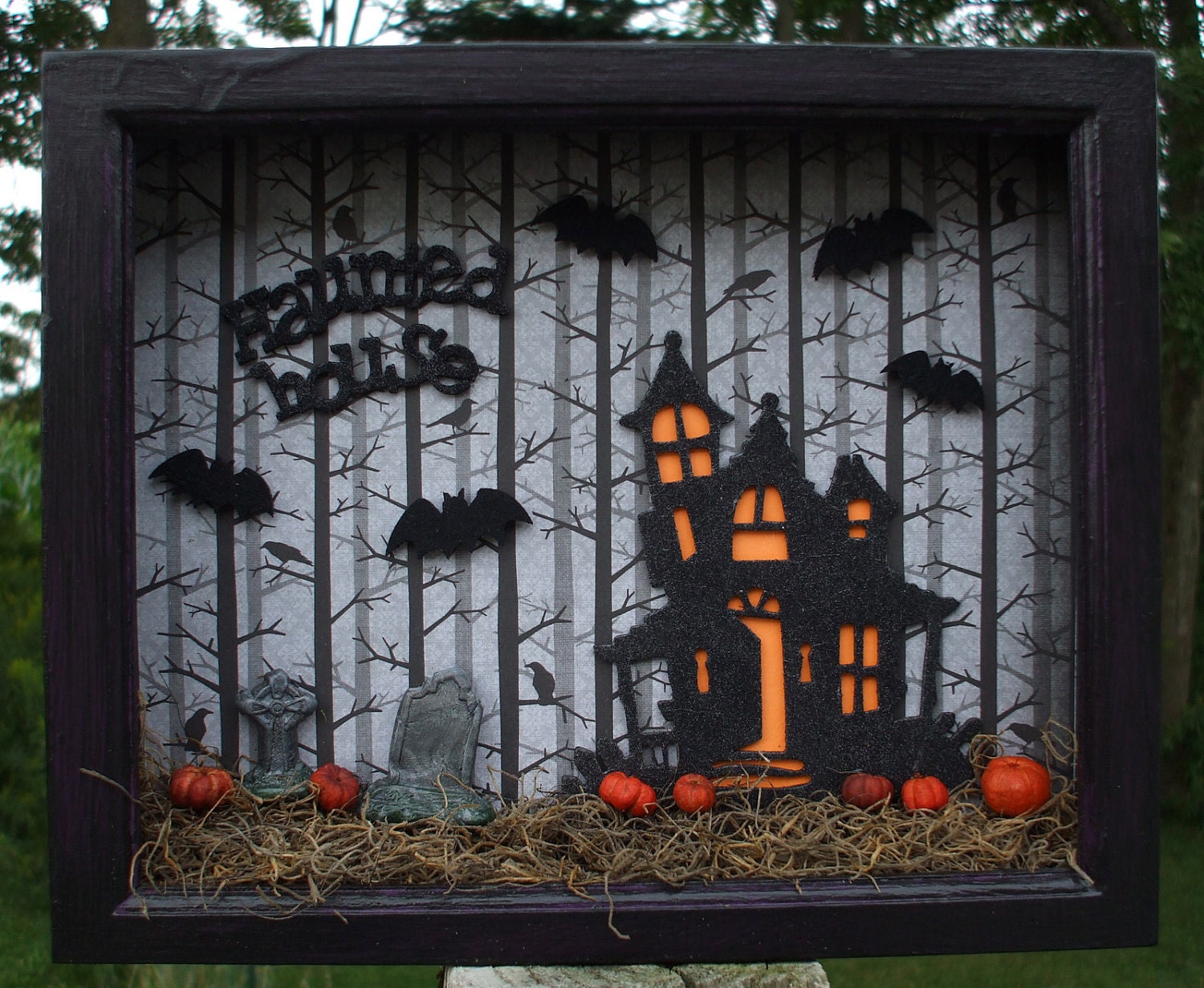 Halloween Haunted House Shadow Box Frame