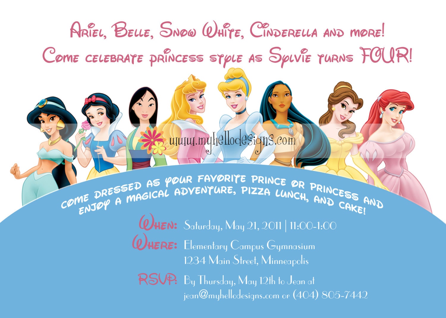 Birthday Invitations:  Disney Princesses Fun
