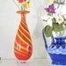 Blown Glass Bud Vase Orange Red Yellow Black Swirl
