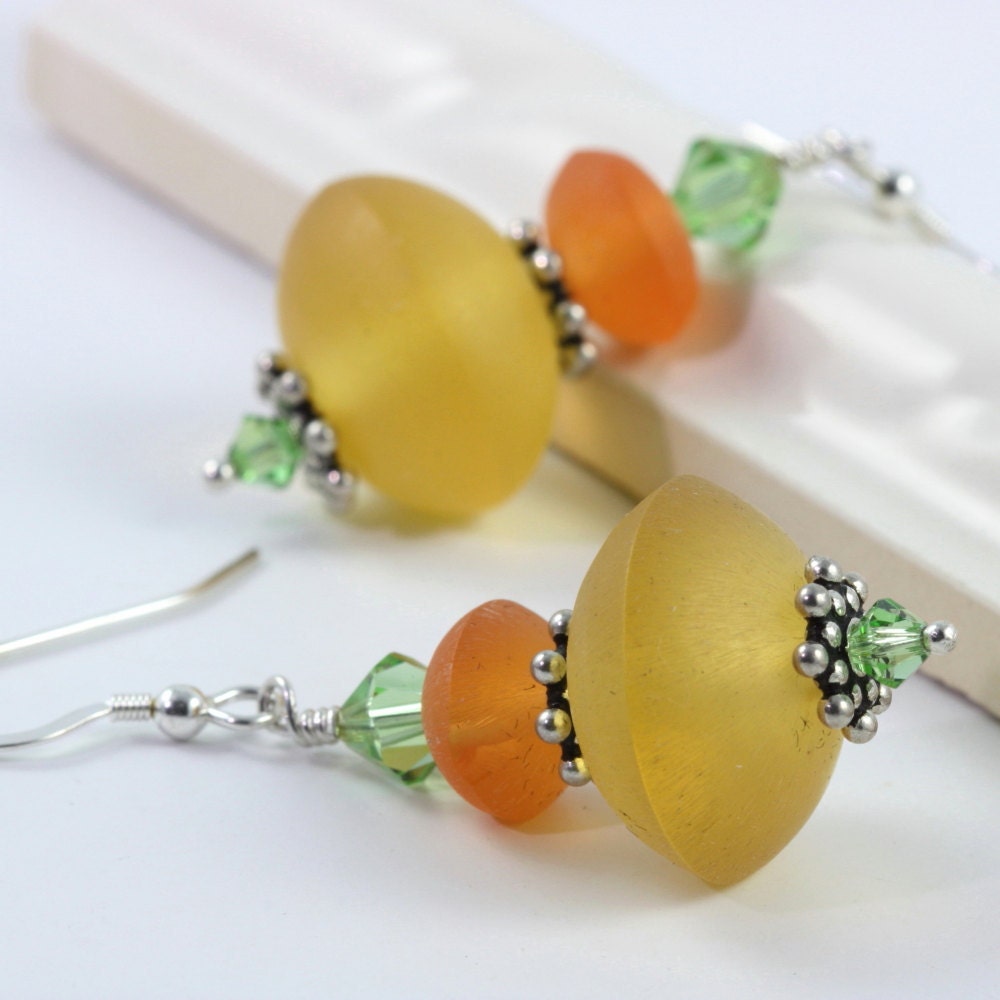 Lemon Yellow Neon Earrings Orange Citrus Blast Sterling Silver Jewelry