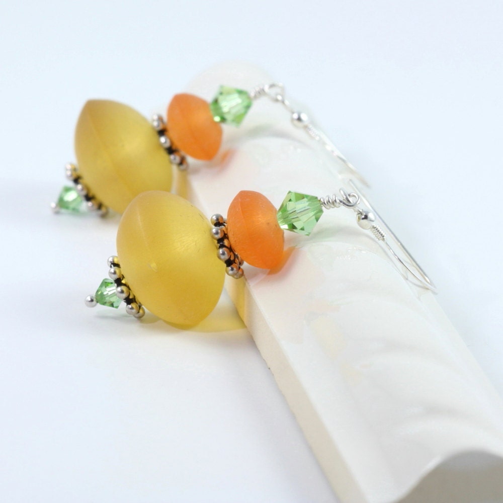 Lemon Yellow Neon Earrings Orange Citrus Blast Sterling Silver Jewelry