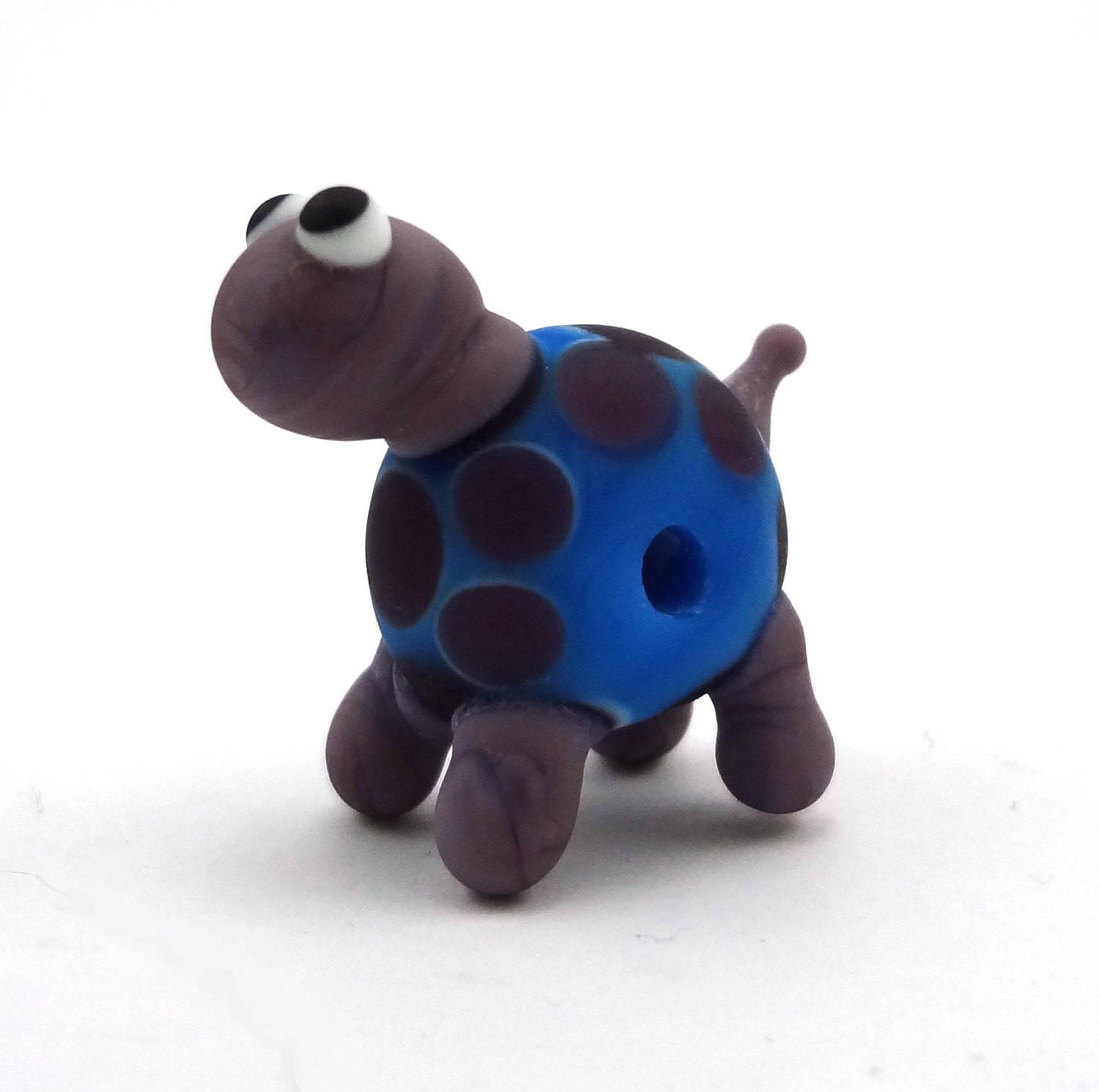 Purple and Blue Turtle Lampworked Glass Figurine Bead