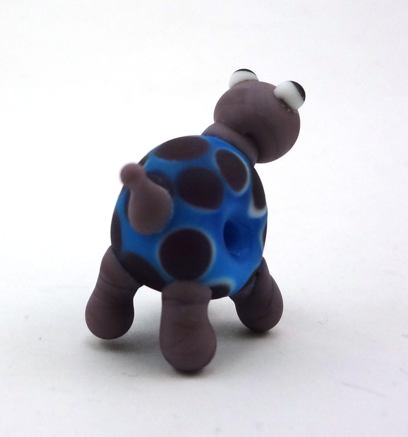 Purple and Blue Turtle Lampworked Glass Figurine Bead