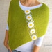 Knit Green Poncho Shawl  with Daisy Flowers Shrug Cape Capelet  Spring Fashion