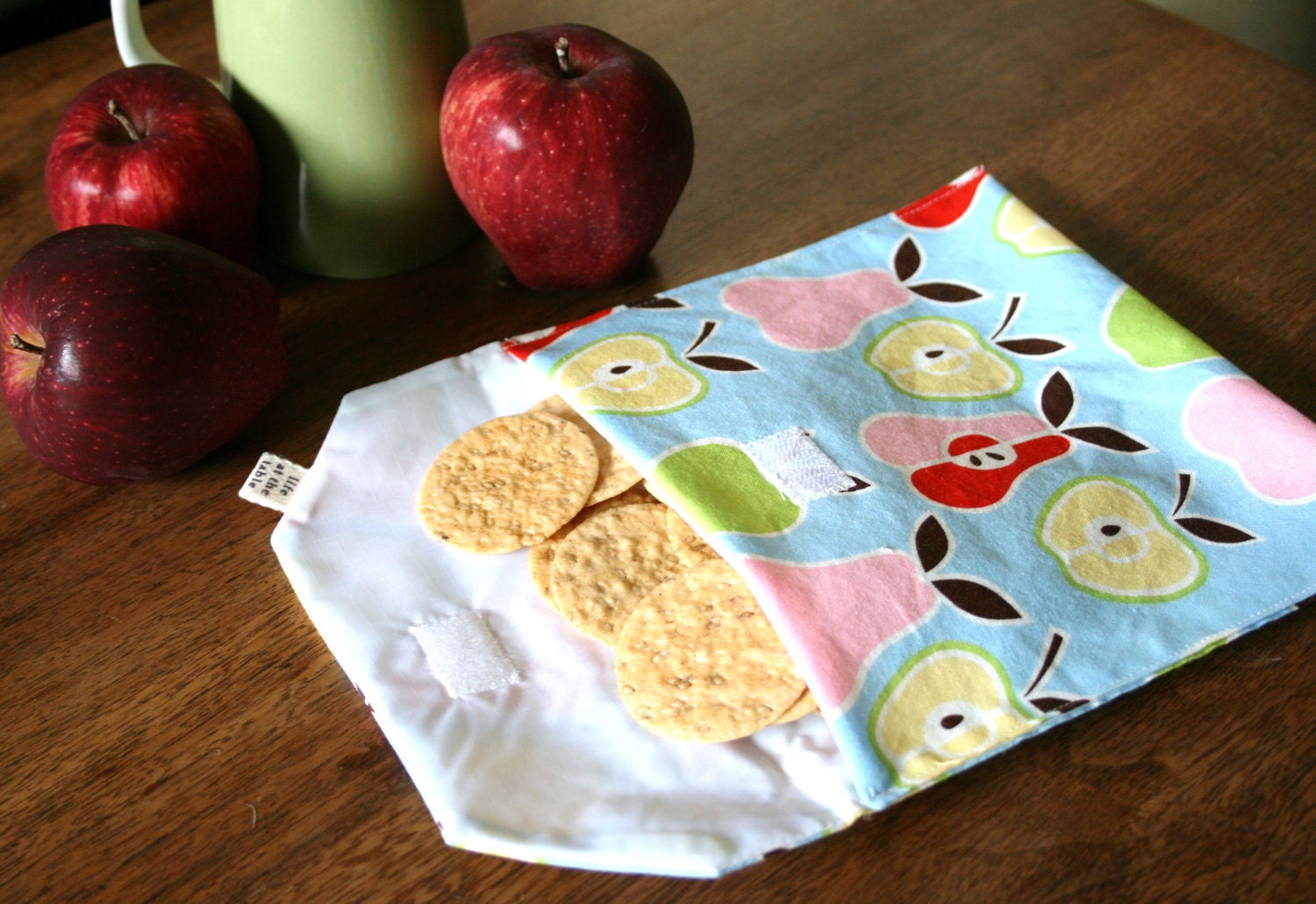 pair of reusable, lined sandwich bags in fruits & yellow