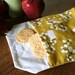 pair of reusable, lined sandwich bags in gold floral & plaid