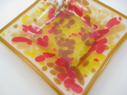 Square Fused Glass Dish - Autumn