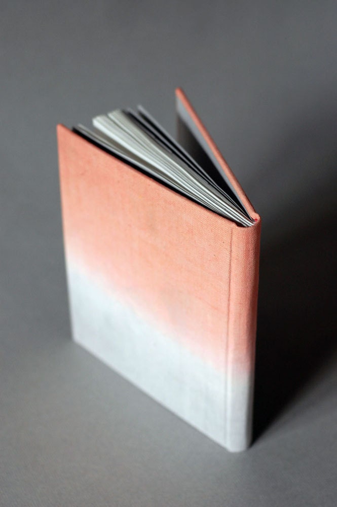 Ombre Book in Peach and Gray Linen with Lined Pages
