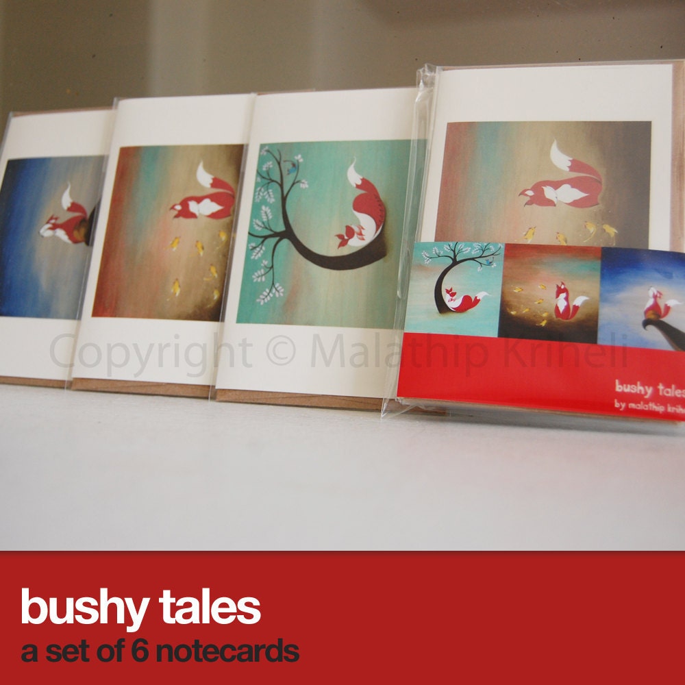 Bushy Tales - a set of 6 note cards featuring a fox