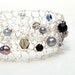 Gray Pearl Bracelet, Wire Cuff, Knit Jewelry  "Storm" silver black grey crystal pearl unique jewelry