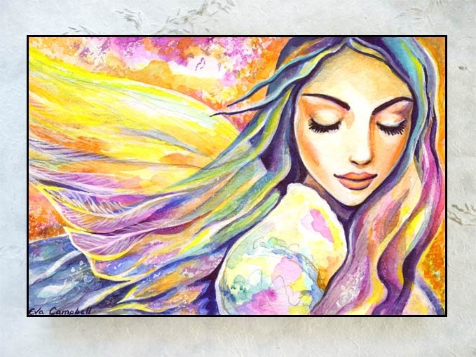 Angel of Silence - Art Print Mounted on Wood Block