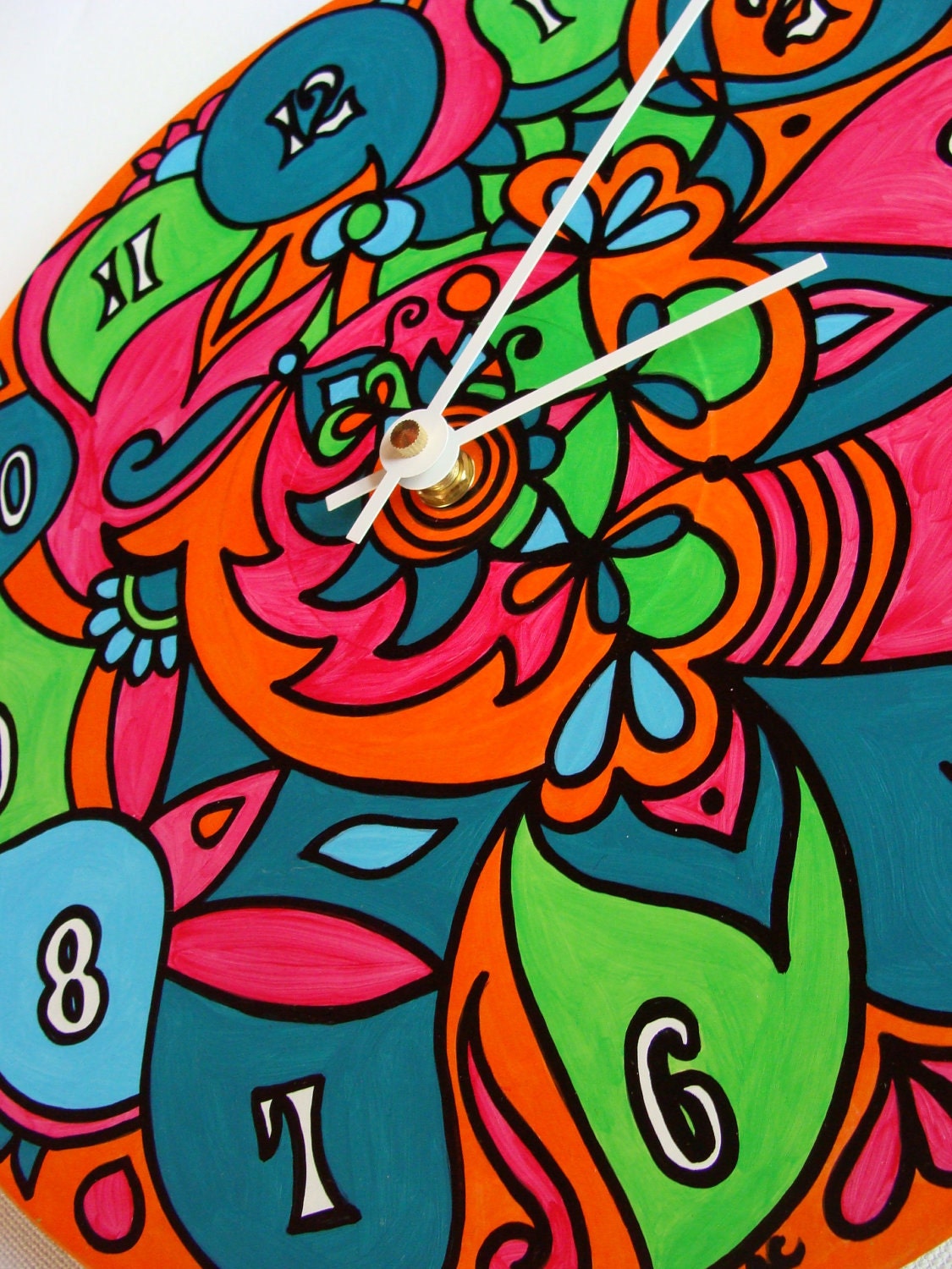 Crazy Clock - Psychedelic Colors - Made from Recycled Vinyl Record