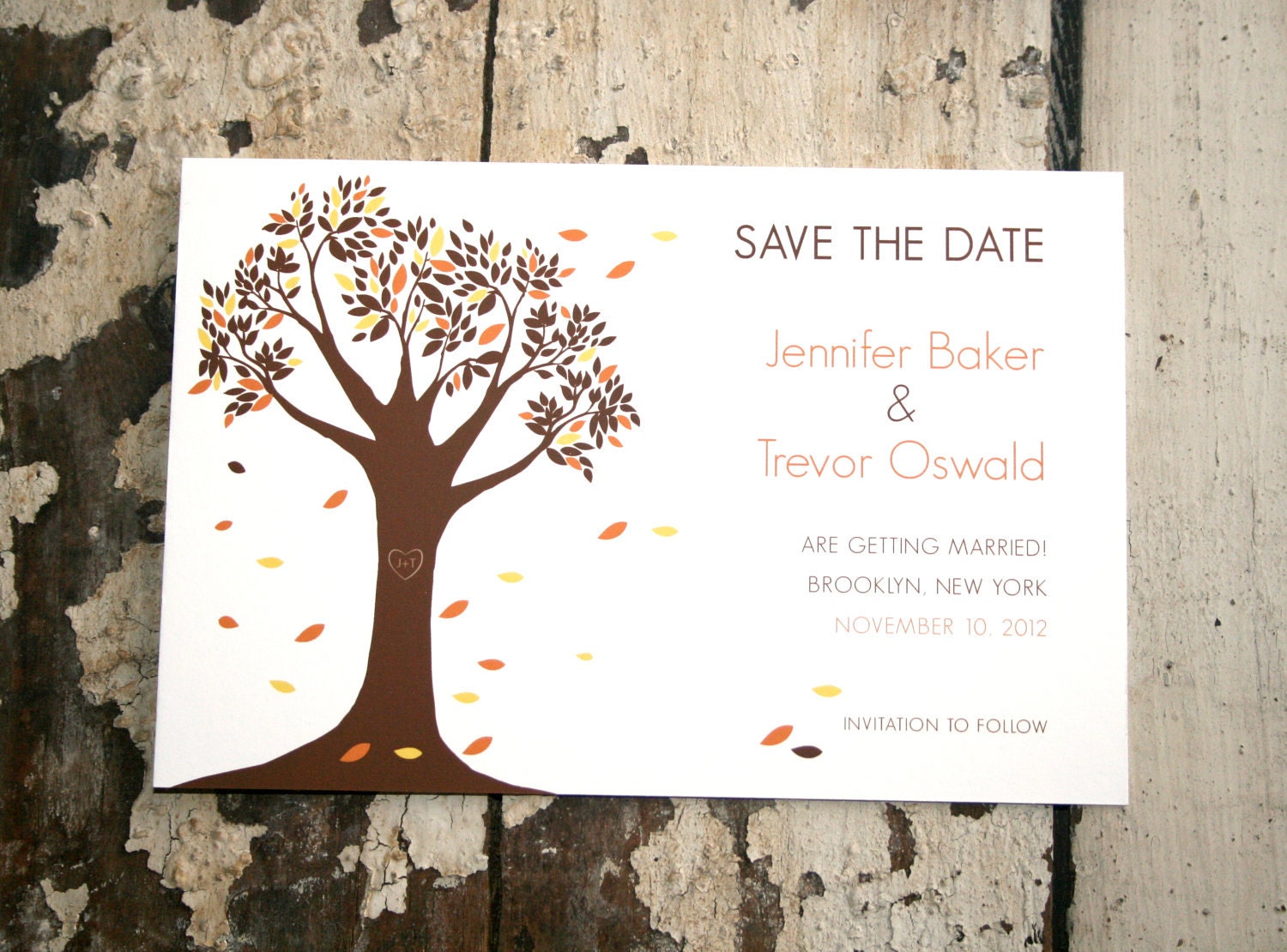 Save the date Tree Illustration Fall / Autumn Colors