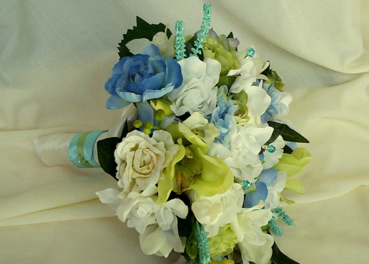 Beach Bouquet Wedding Flowers Blue Carribean Bouquet
