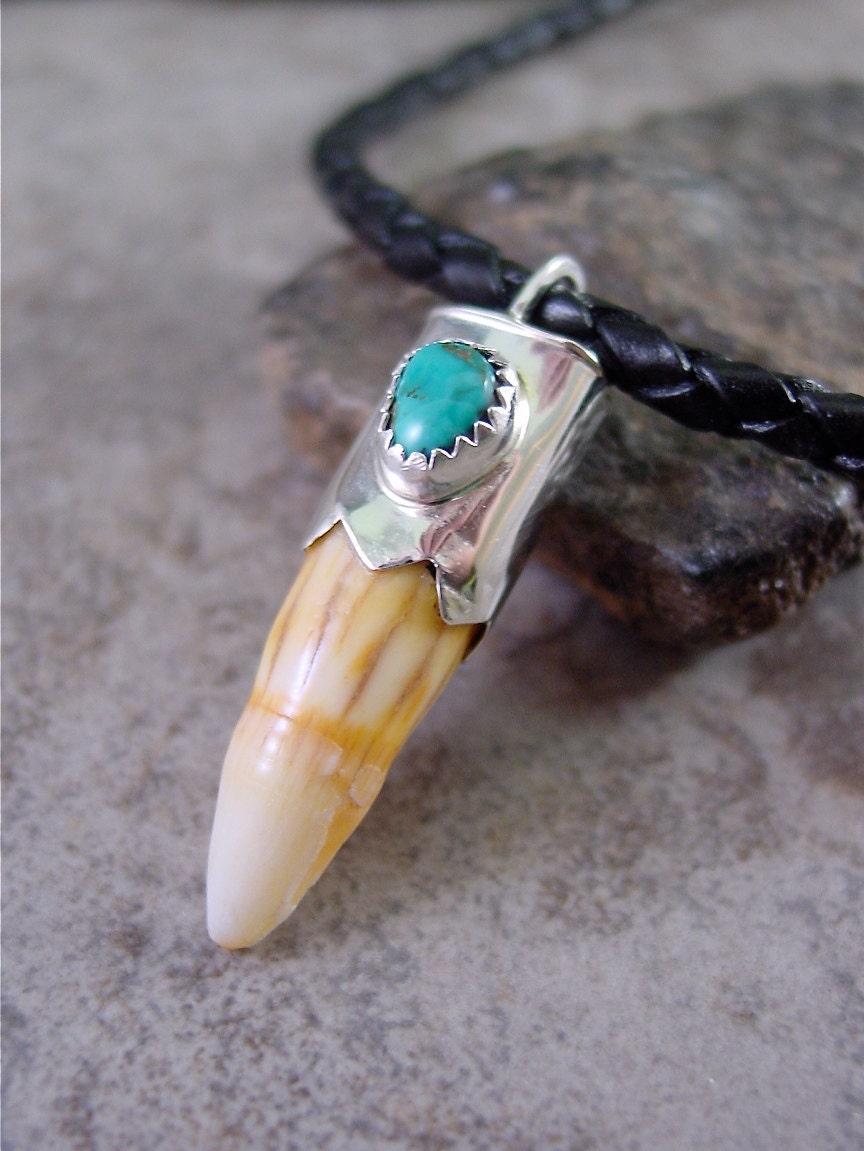 Handmade Pendant Necklace with Alligator Tooth Sterling Silver by Lita