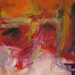 Sycamore Street ABSTRACT Painting 12 x 12 ORIGINAL red pink orange floral