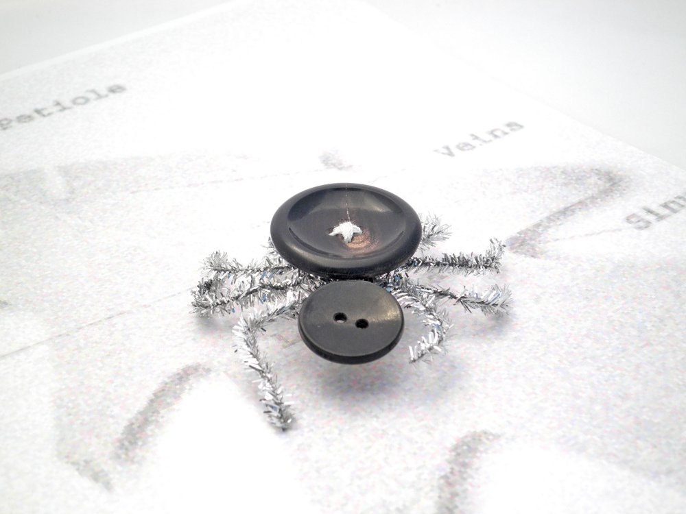 Black Spider Button Brooch