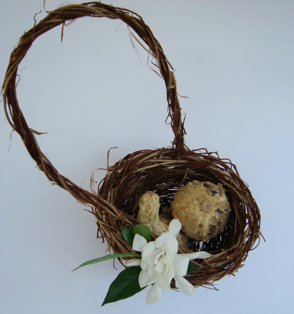 Twiggy Basket for your Woodsy Green Wedding Eco Friendly Shabby Chic Honeysuckle Chemical Free
