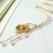 Necklace With Gold Floral Charm And Pearls, Calla Lily