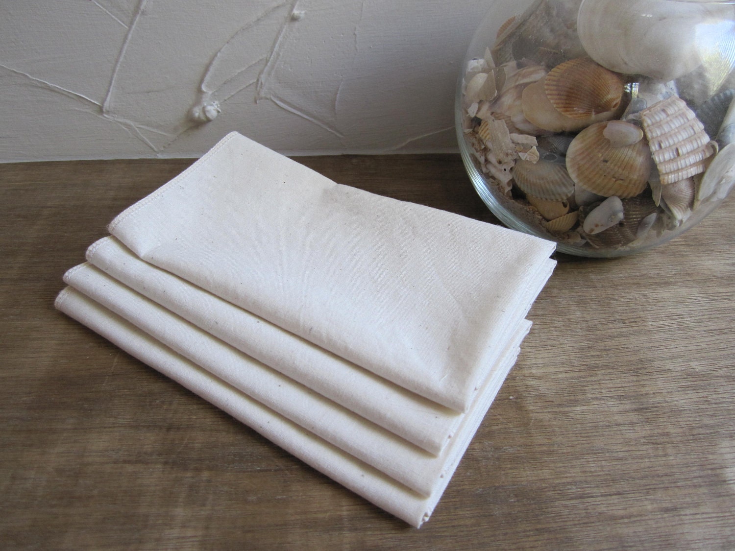 Reusable Unbleached Cotton Muslin Natural Handkerchiefs Alternative to Facial Tissues Hanky Eco Friendly Set of Four