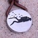 Scuba Diving Diver Pewter Round Pendant on 2mm brown color leather cord by ZulaSurfing Valentine's day Gift