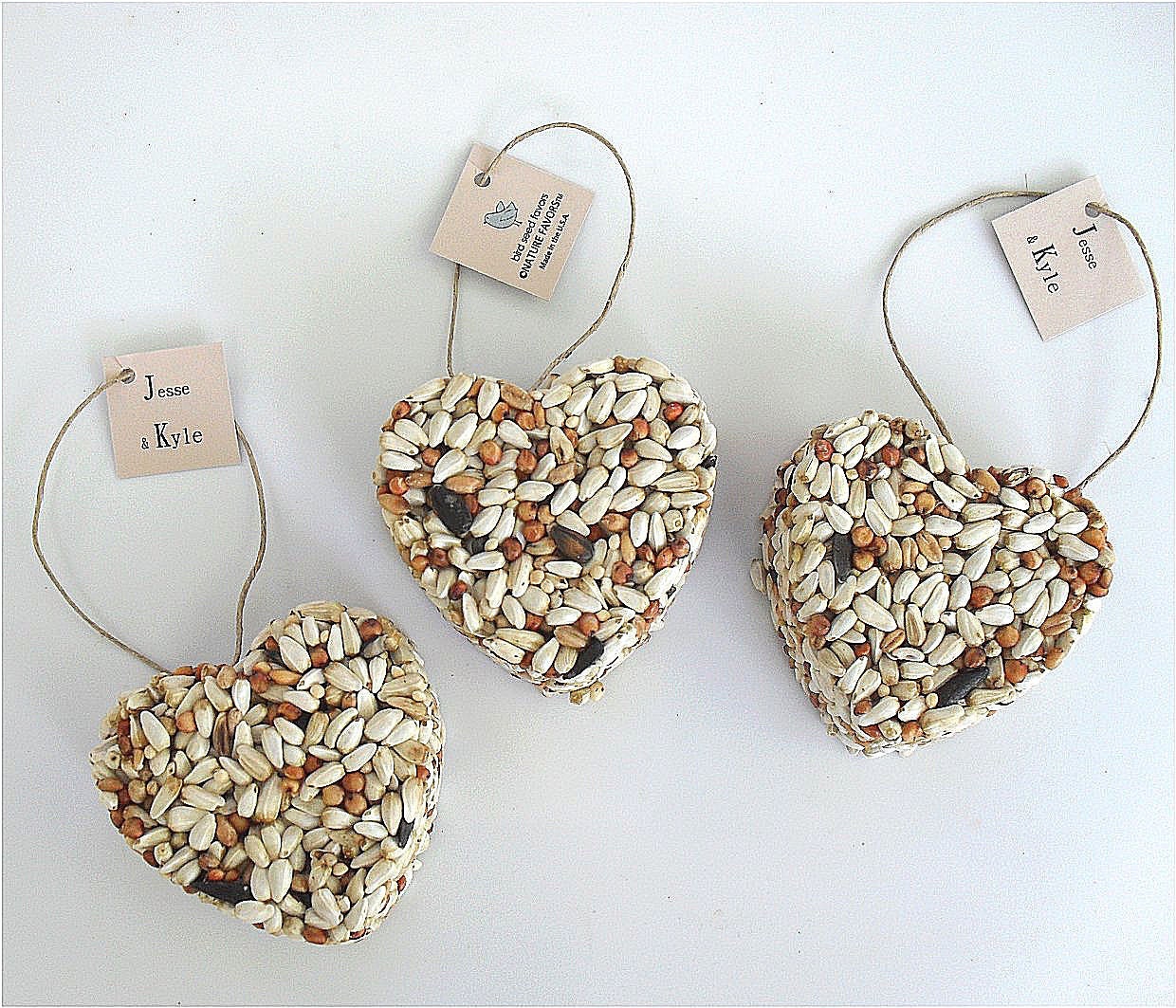 100 Bird Seed Favors - hearts, personalized, eco friendly birdseed wedding favor birds love by Nature Favors