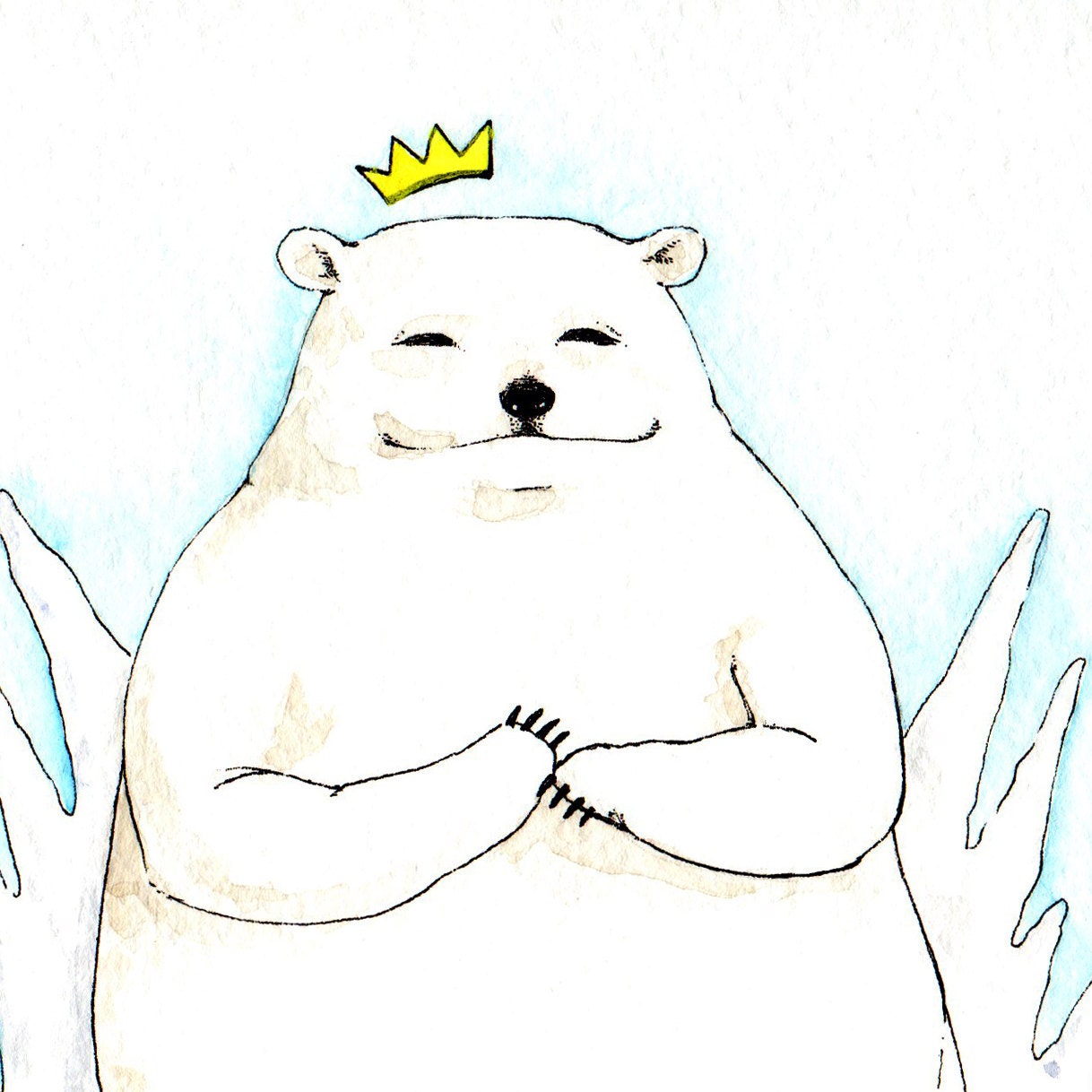 Children's Watercolor Print 8x10" - Polar Bear - "In Service to the Ice King"