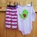 2pc-LOVE BIRD- fuchsia and lime-onesie and leg warmer set--White or Black--Long or Short sleeve--size 3/6,6/12,12/18 and 18/24mo available