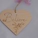 Believe Fairy sign, Wooden heart sign engraved with pyrography