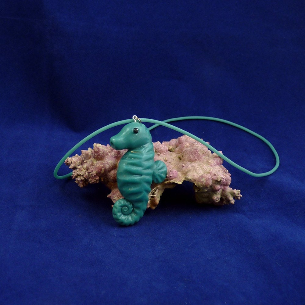 Tropical Seahorse Necklace - Handmade Polymer Clay Jewelry