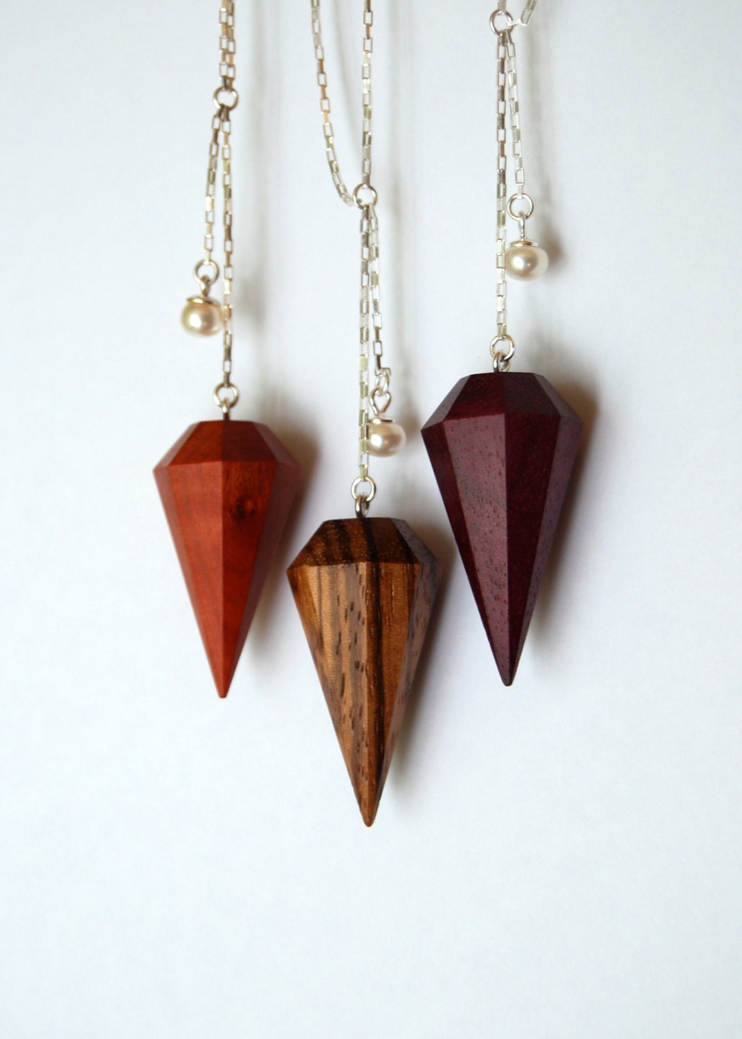 Zebrawood diamond necklace - Light version -  Sterling and wood necklace