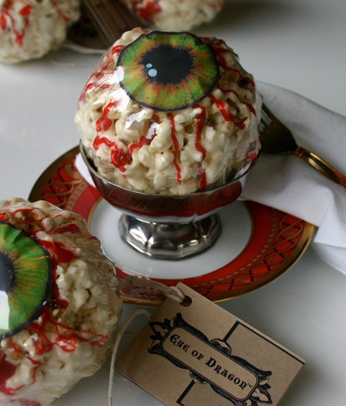 Plucked Straight from the Skies for your next Harry Potter, L.A.R.P. or Fantasy Event: 12 Eye of Dragon popcorn treats