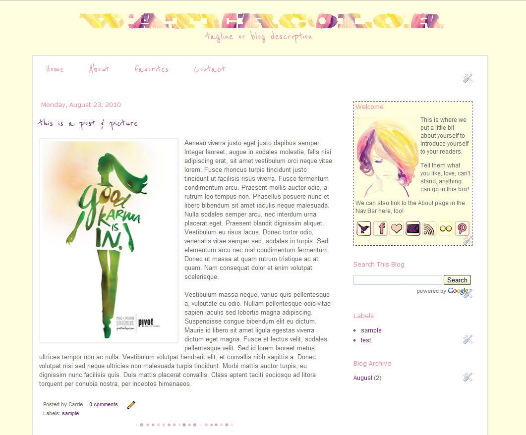 Water Color- Blogger Template