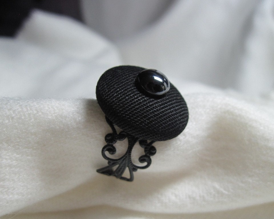 Vintage Button Ring, Adjustable Band, Winter Collection, Gift For Her