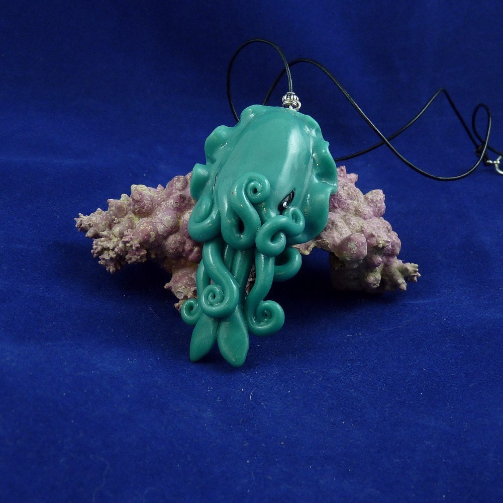 Tropical Sea Cuttlefish Necklace - Handmade Polymer Clay Jewelry
